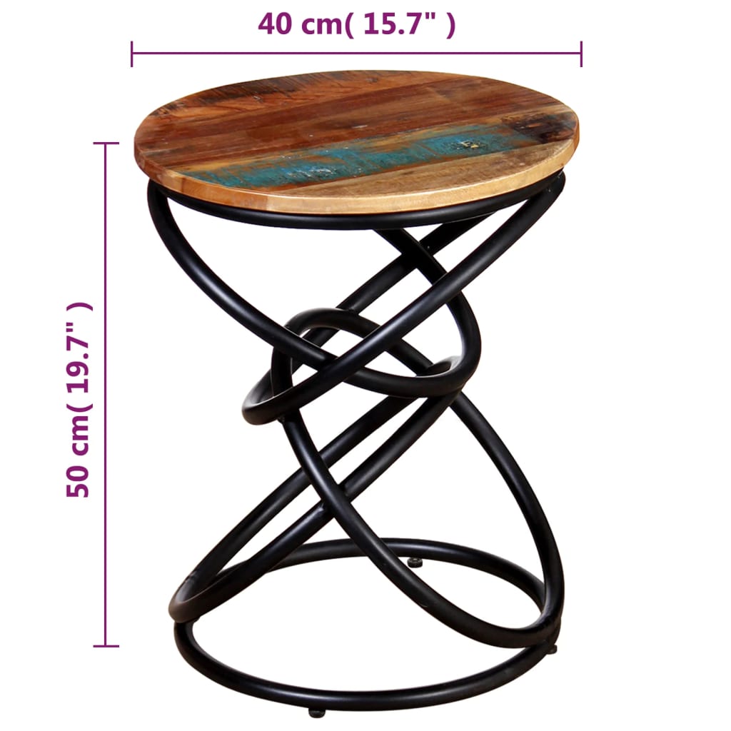 vidaXL طاولة جانبية خشب صلب مستصلح