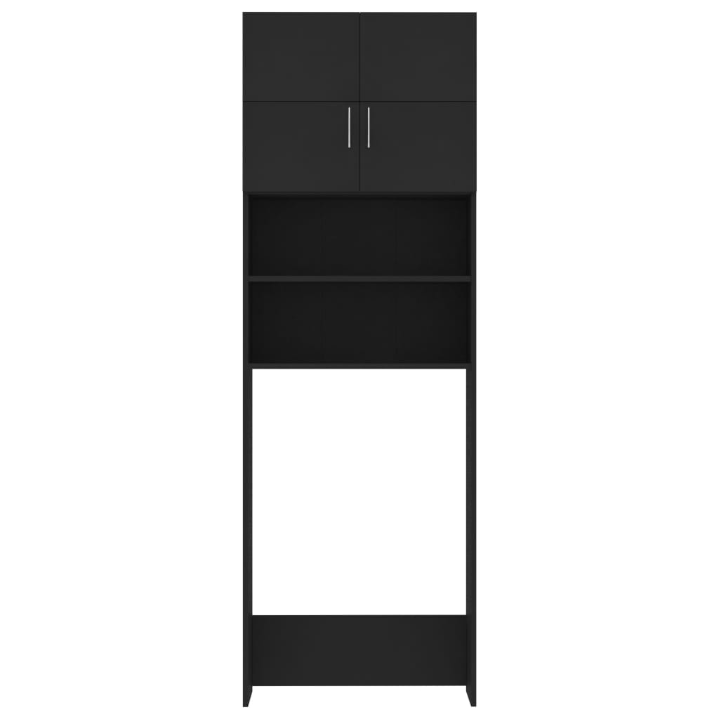 vidaXL خزانة غسالة لون أسود 64×25.5×190 سم خشب صناعي