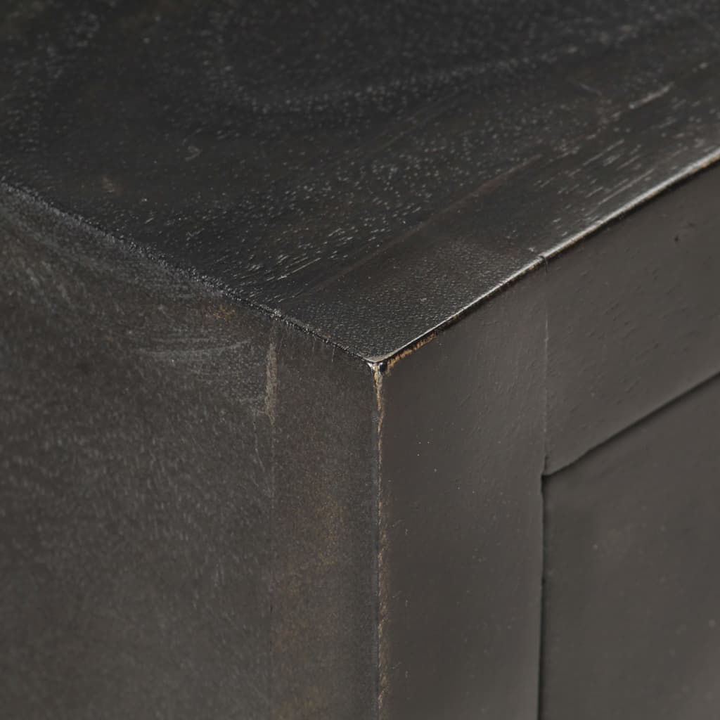 vidaXL خزانة جانب السرير أسود وذهبي 40×30×50سم خشب مانجو صلب