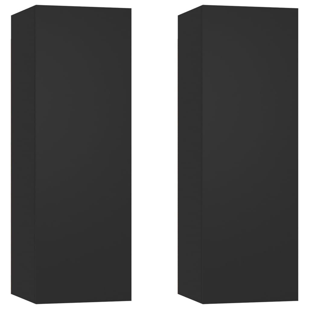 vidaXL خزانات تلفزيون 2 ق أسود 30.5×30×90 سم خشب مضغوط
