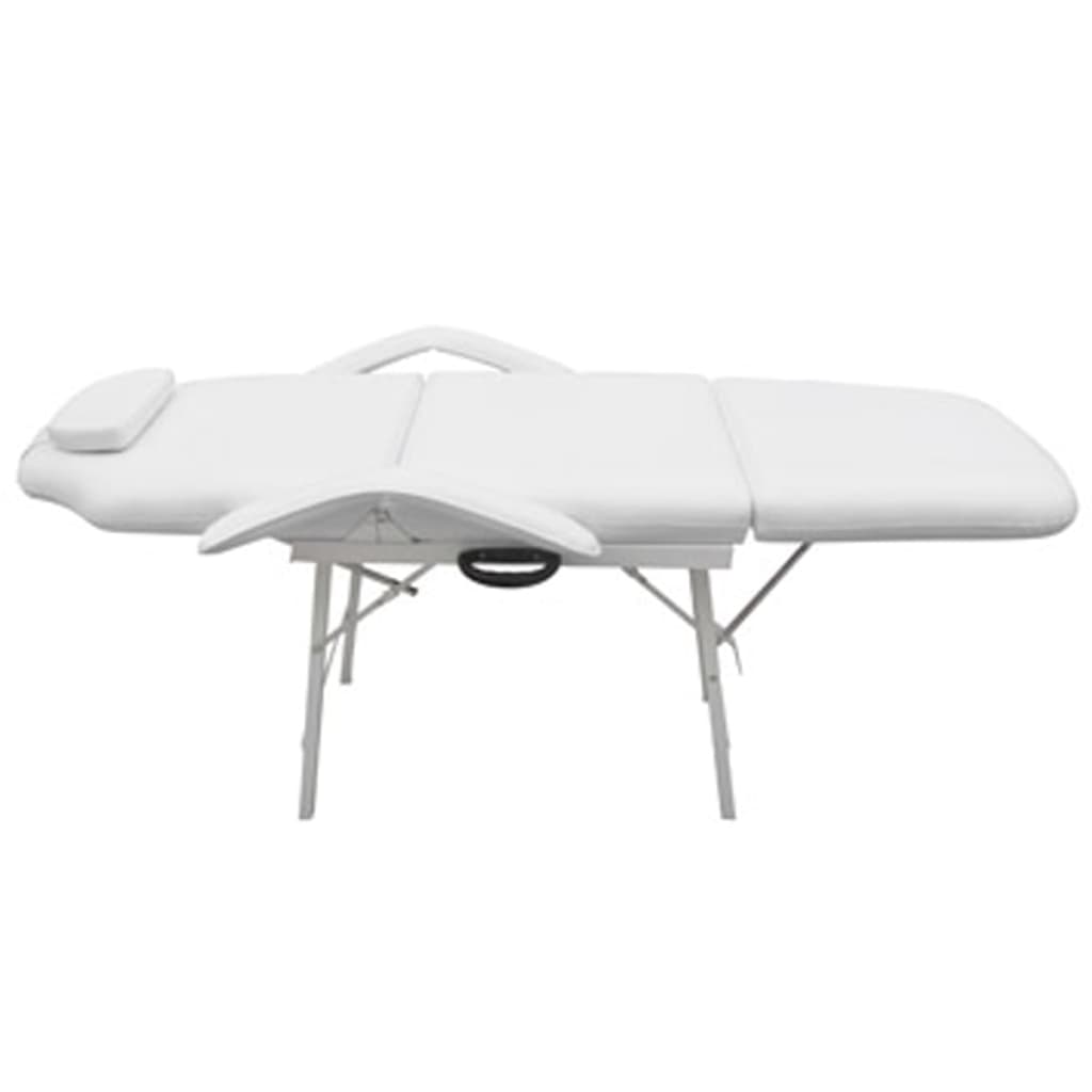 vidaXL كرسي عناية بالوجه متحرك جلد صناعي 185×78×76 سم أبيض