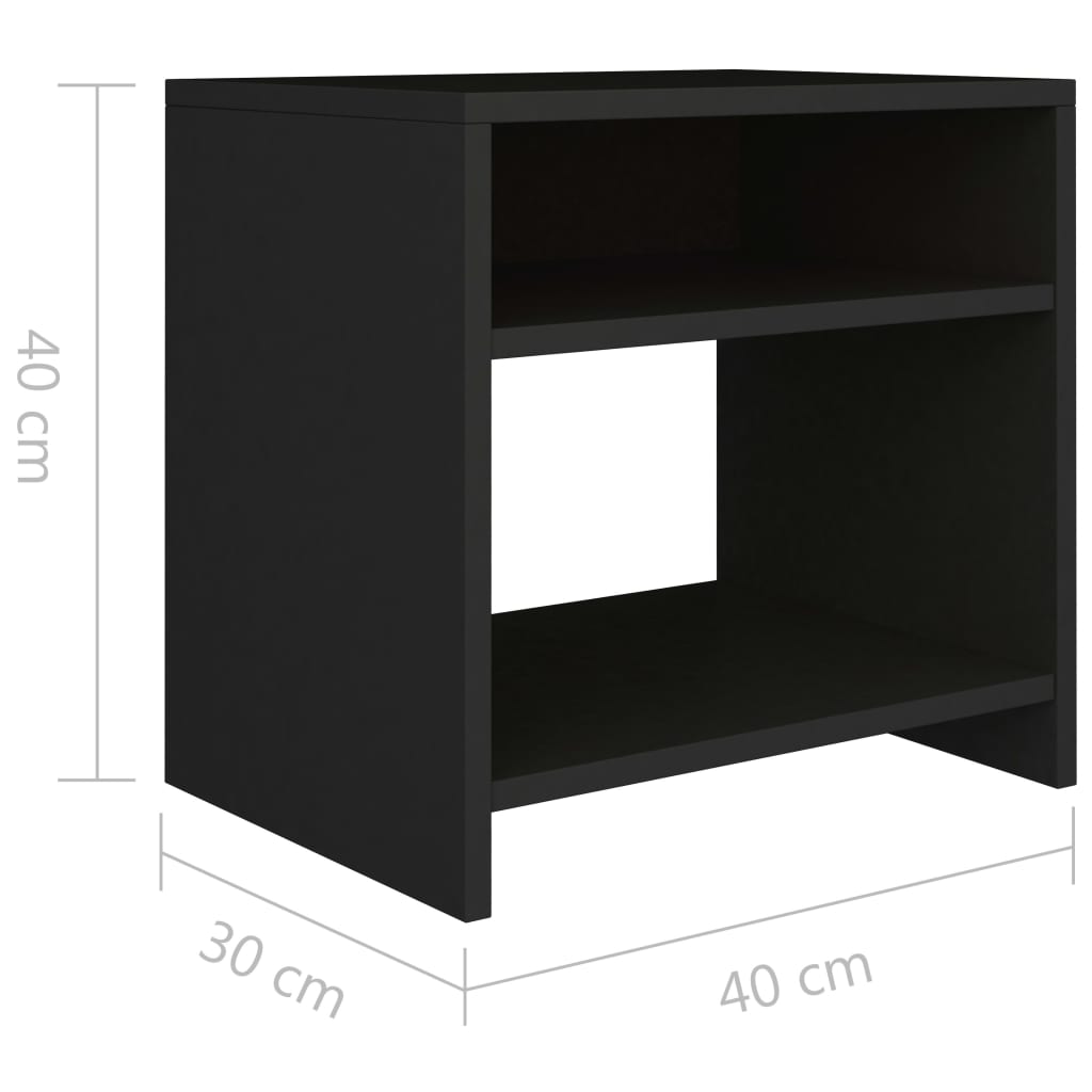 vidaXL خزانة جانب السرير أسود 40×30×40 سم خشب حبيبي