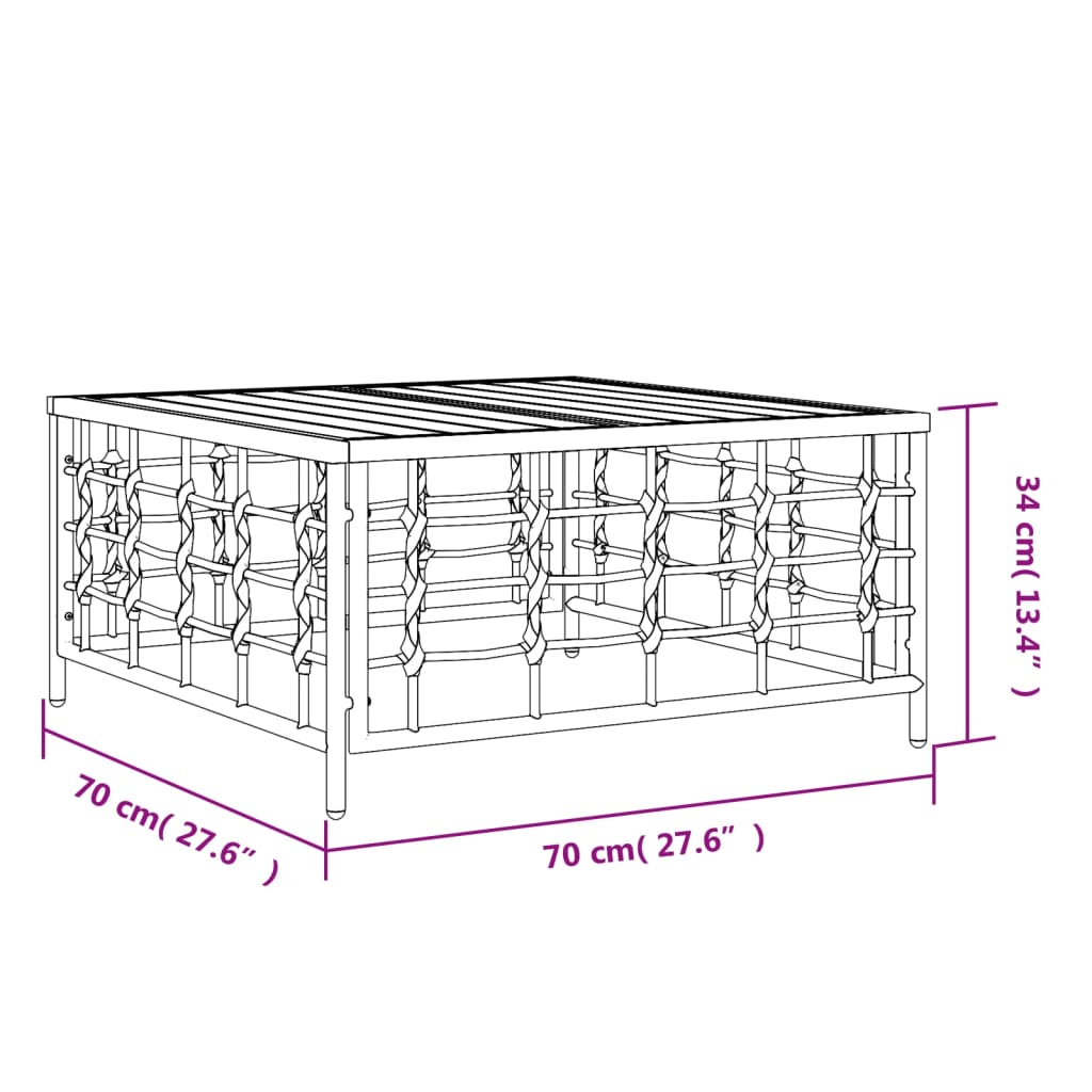 vidaXL طاولة حديقة أنثراسيت 70×70×34 سم بولي روطان