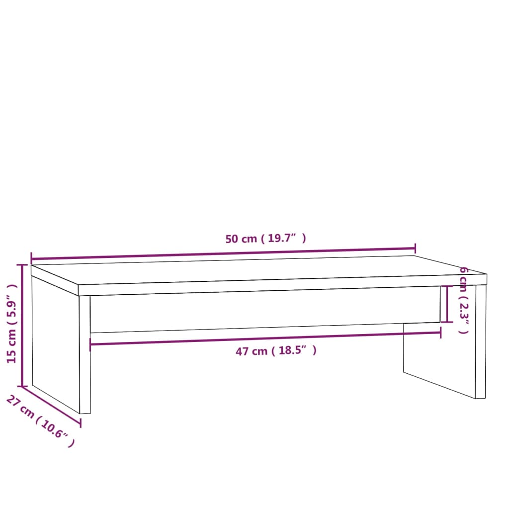 vidaXL حامل شاشة 15x27x50 سم خشب صنوبر صلب