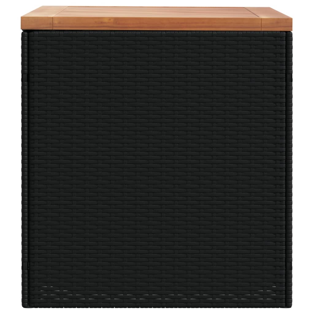 vidaXL صندوق تخزين للحديقة أسود 54x50x110 سم بولي روطان وخشب أكاسيا