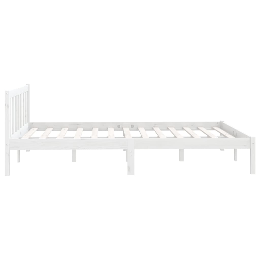 vidaXL إطار سرير خشب صنوبر صلب أبيض 140×200 سم