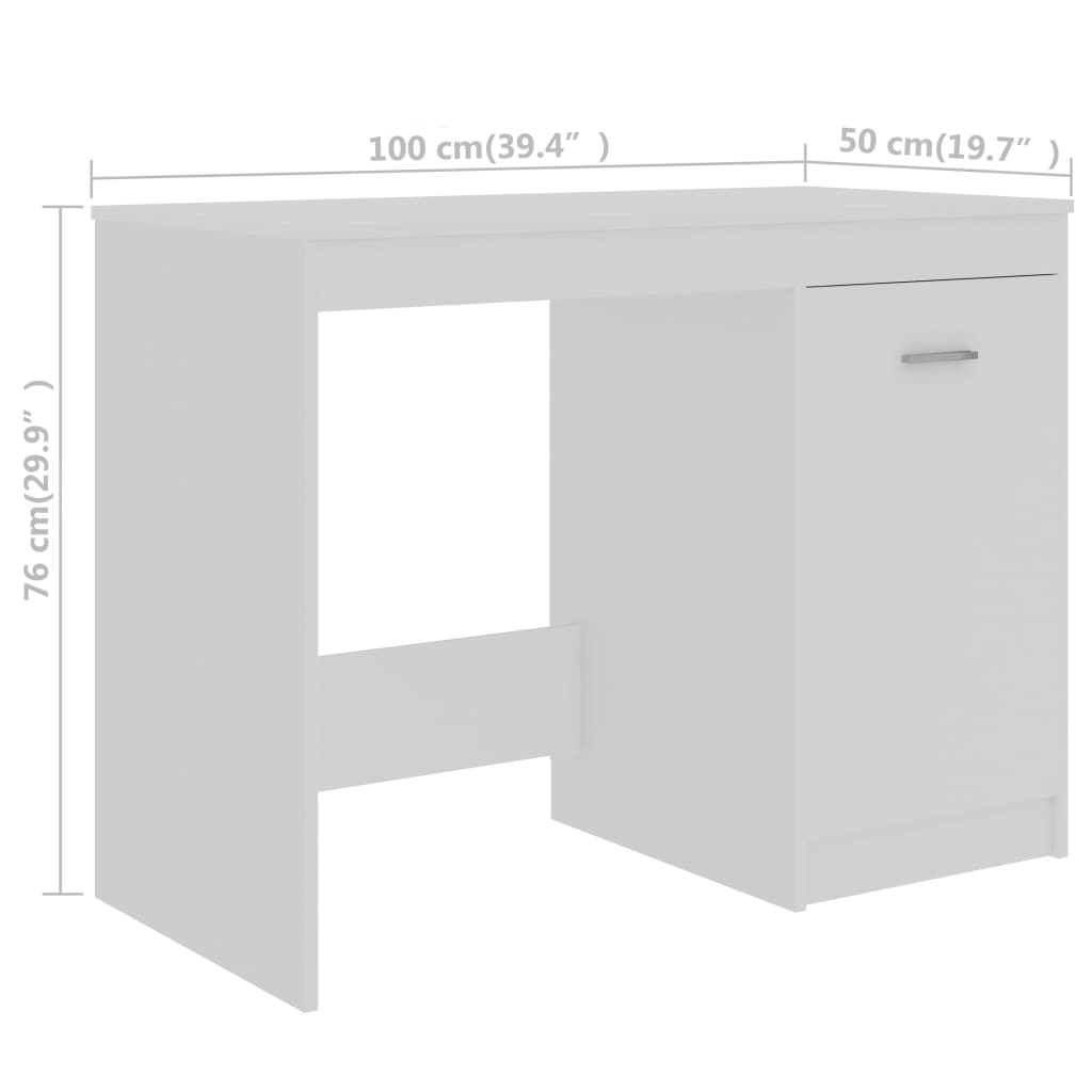 vidaXL مكتب أبيض 140×50×76 سم خشب صناعي