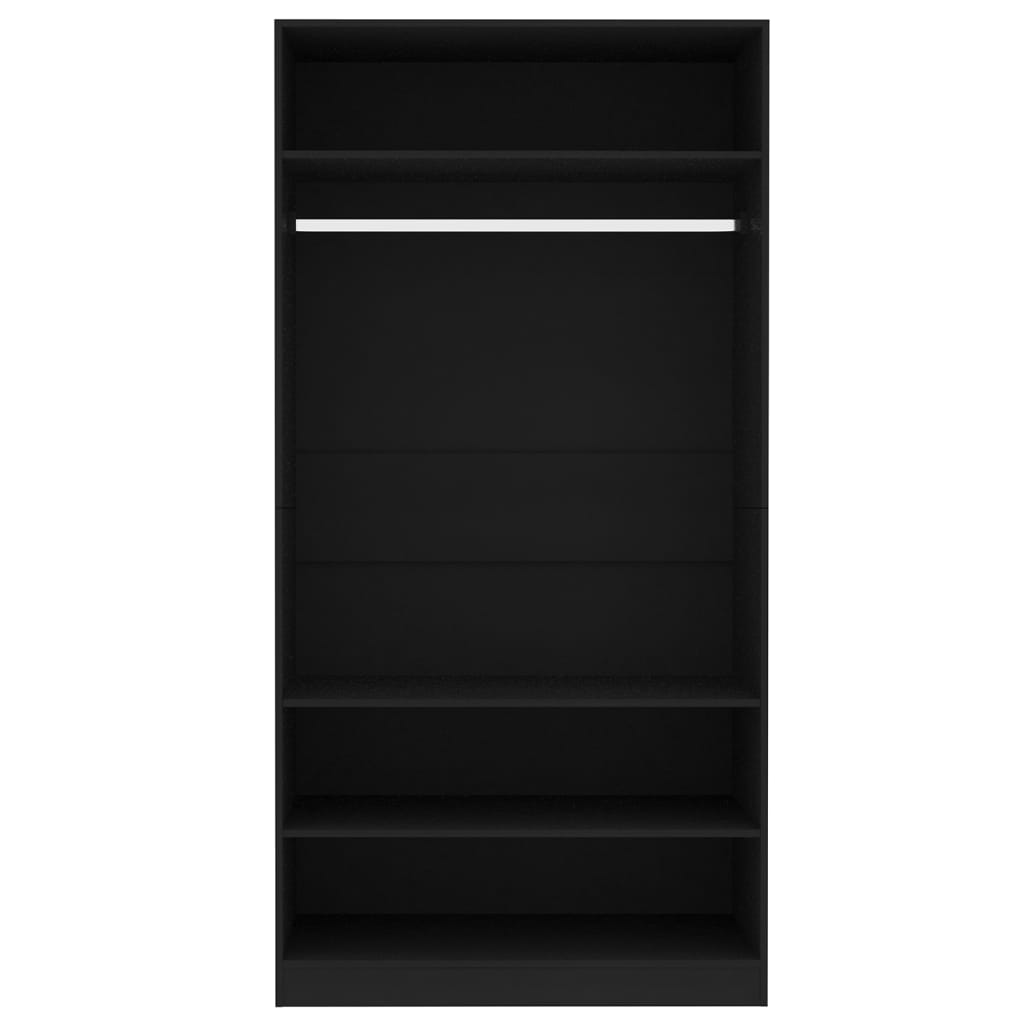 vidaXL خزانة ملابس أسود 100×50×200 سم خشب مضغوط