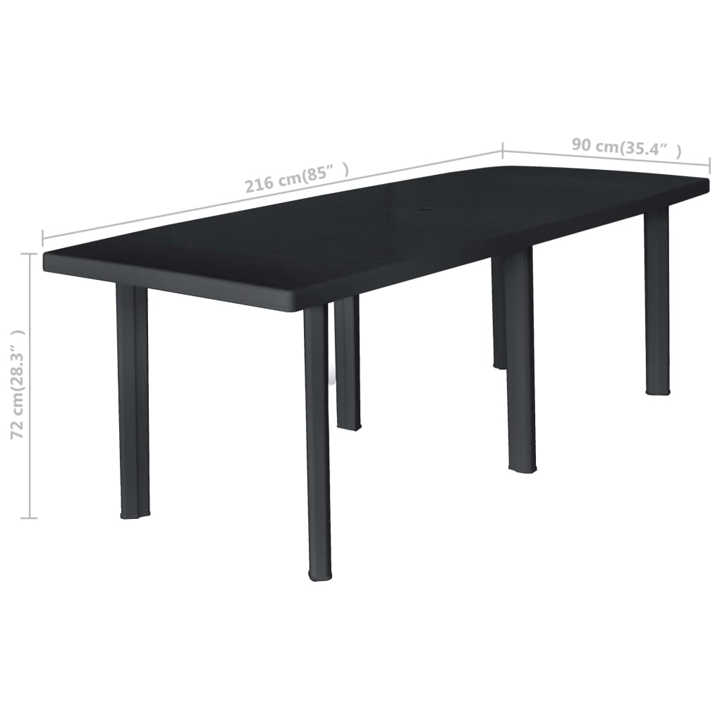vidaXL طاولة حديقة أنثراسيت 216×90×72 سم بلاستيك
