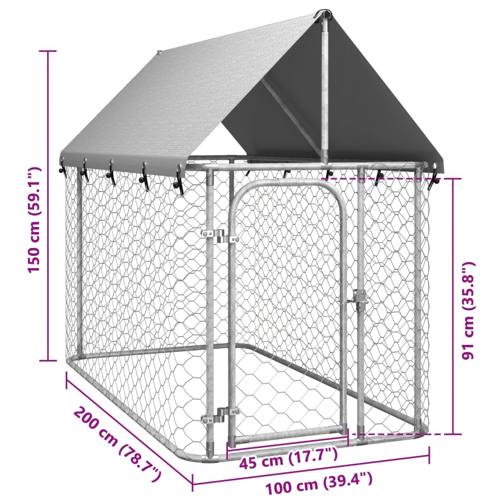 vidaXL منزل كلب خارجي مع سقف 150x100x200 سم