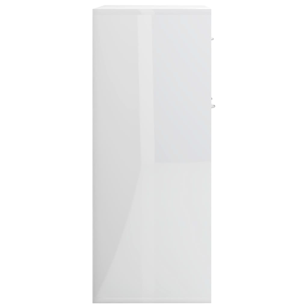 vidaXL خزانة جانبية أبيض لامع 88×30×70 سم خشب حبيبي