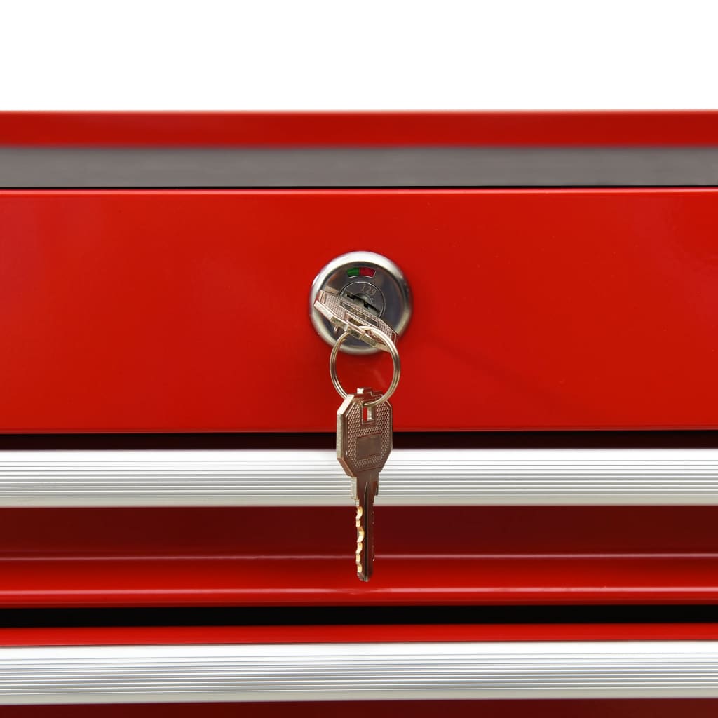 vidaXL عربة أدوات ترولي مع 14 درج فولاذ أحمر