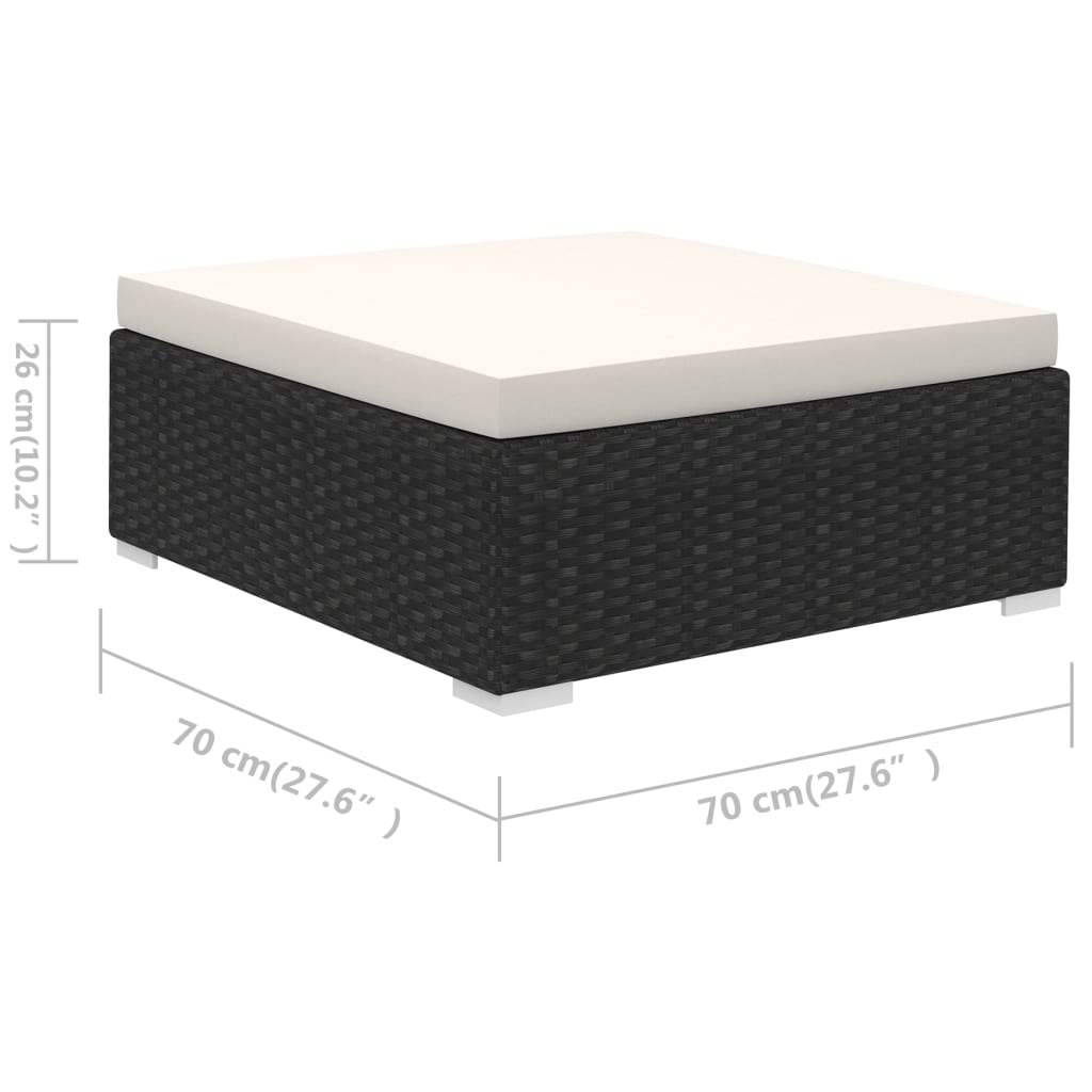 vidaXL عدد 6 ق طقم كنب حديقة مع وسائد بولي روطان أسود