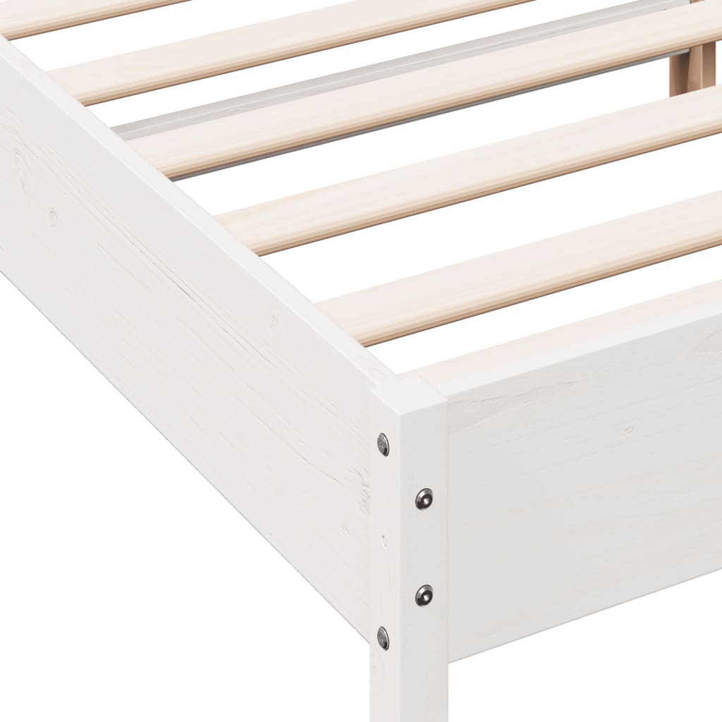 vidaXL إطار سرير مع ظهر سرير لون أبيض 200x140 سم خشب صلب صنوبر