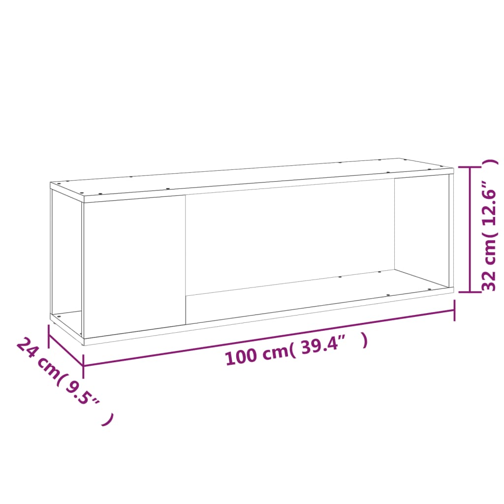 vidaXL خزانة تلفزيون أبيض 100×24×32 سم خشب صناعي