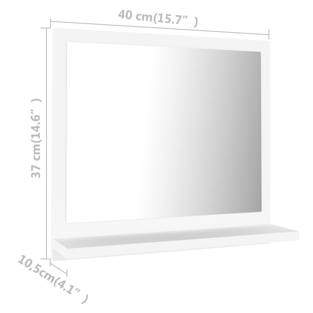 vidaXL مرآة حمام أبيض 40×10.5×37 سم خشب حبيبي