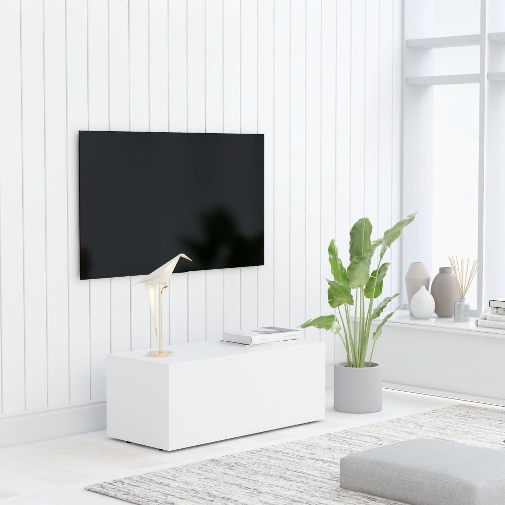 vidaXL خزانة تلفزيون أبيض 80×34×30 سم خشب حبيبي