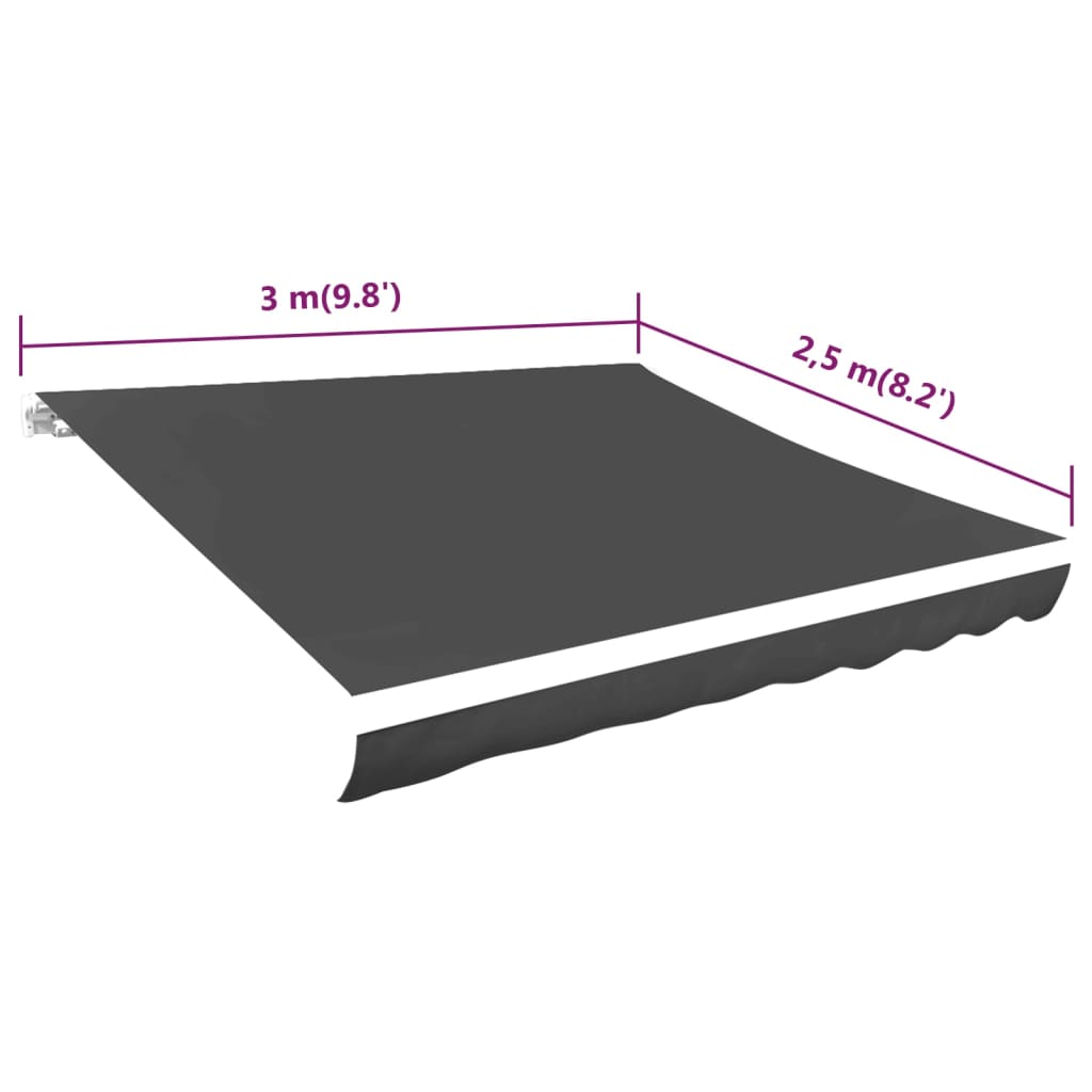 vidaXL سقف مظلة شمسية قماش أنثراسيت 300×250 سم