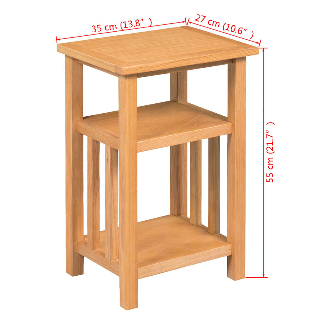 vidaXL طاولة جانبية مع رف مجلات 27×35×55 سم خشب بلوط صلب