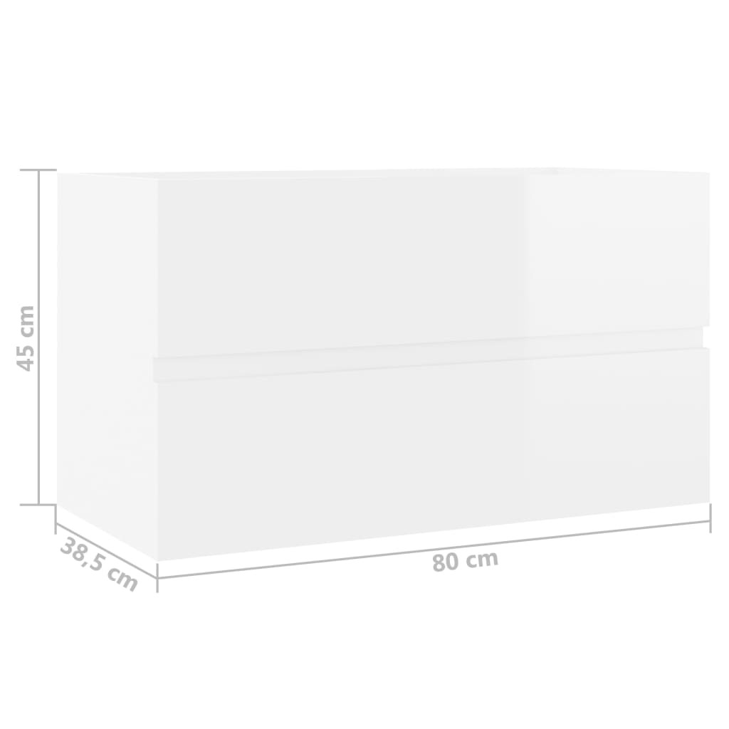 vidaXL خزانة حوض أبيض شديد اللمعان 80×38.5×45 سم خشب حبيبي