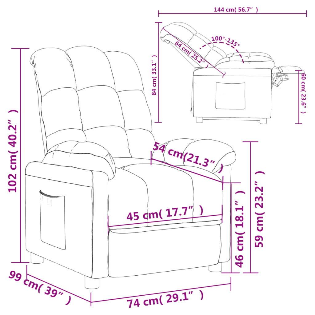 vidaXL كرسي قابل للإمالة قماش طوبي