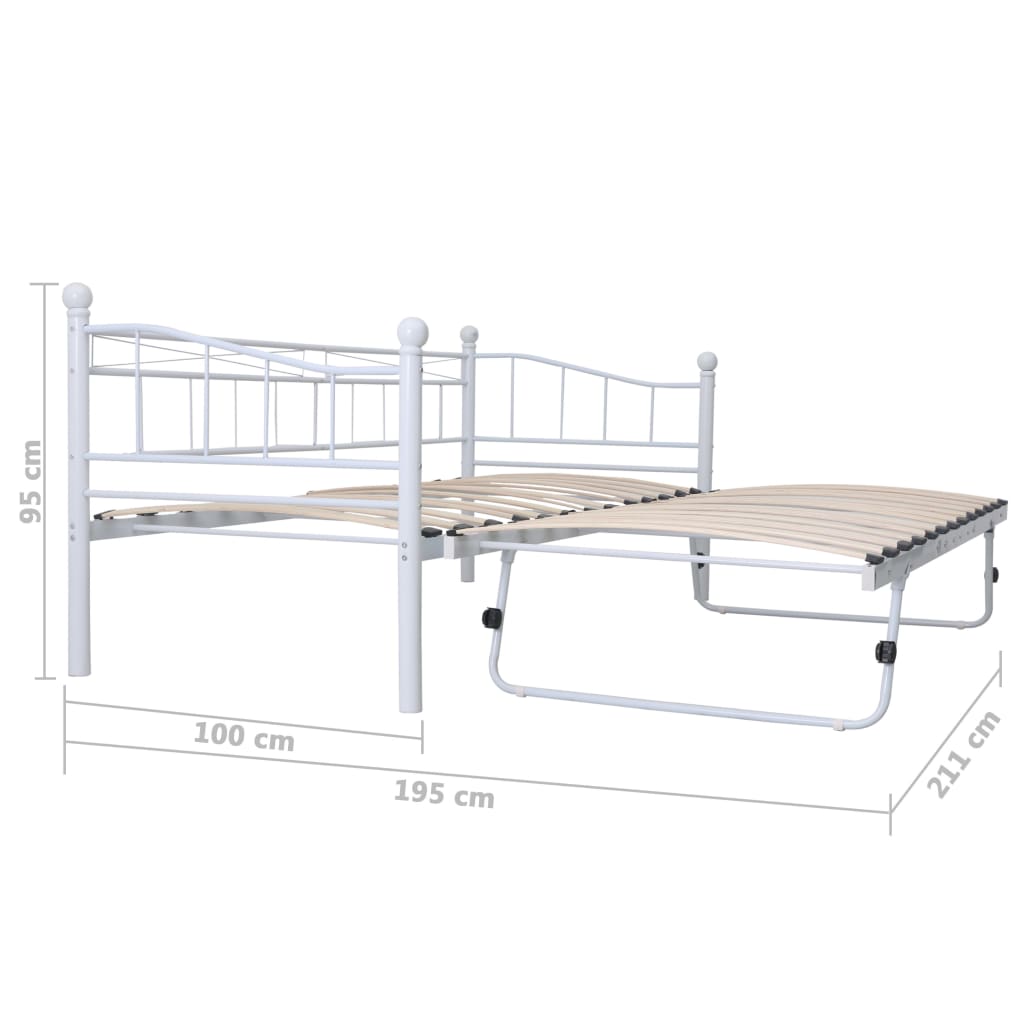 vidaXL إطار سرير فولاذ أبيض 200x90/200x180 سم