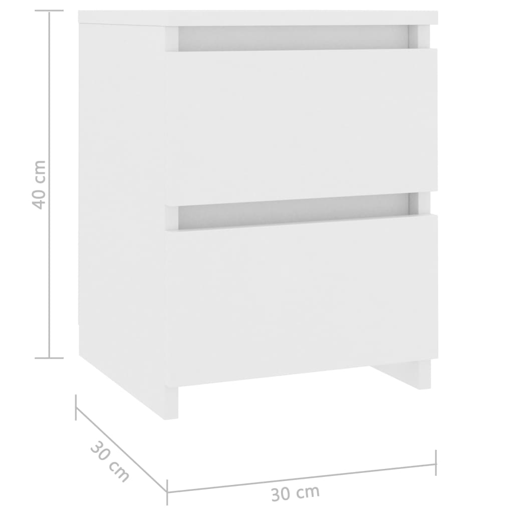 vidaXL خزانات جانب السرير أبيض 30×30×40 سم خشب مضغوط