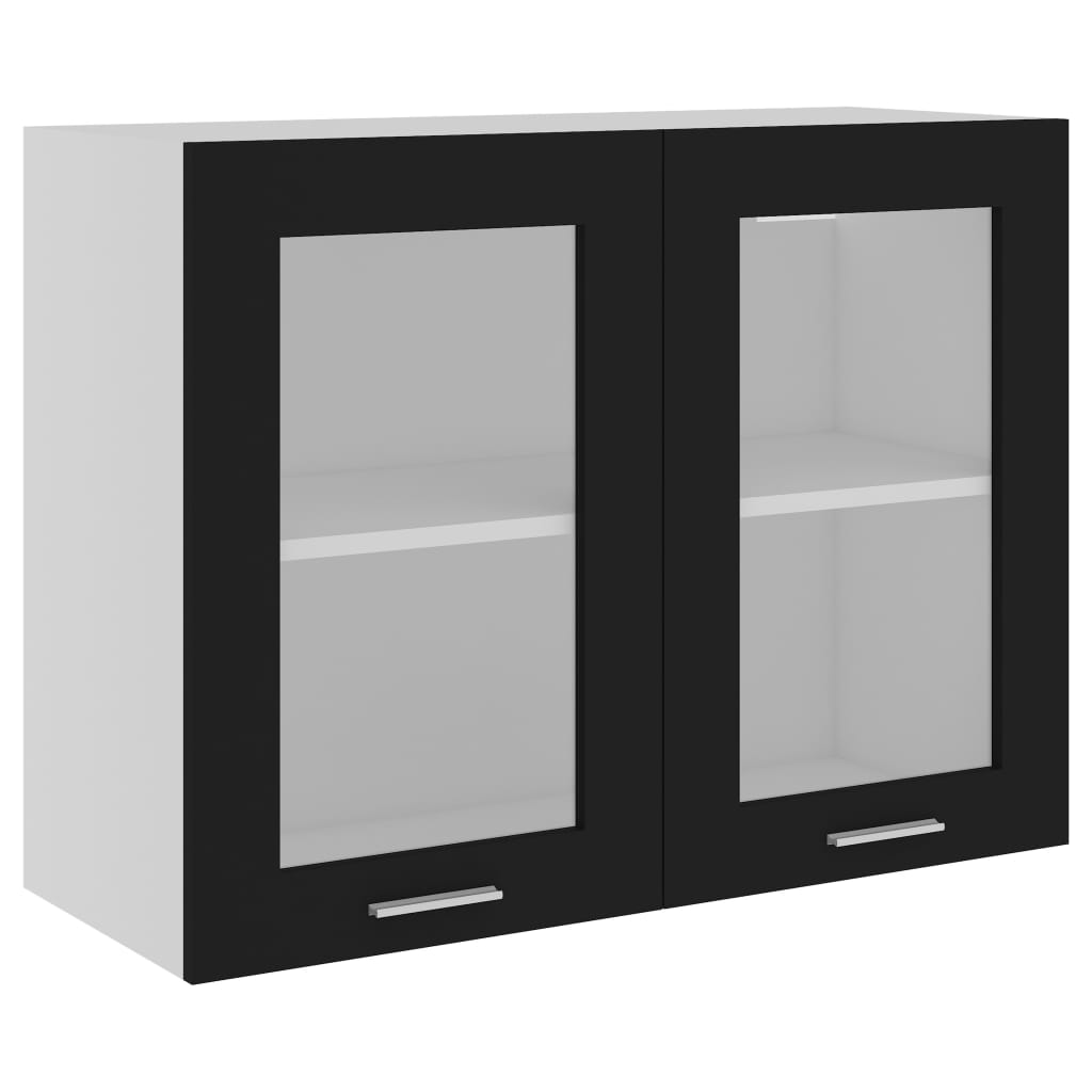 vidaXL خزانة زجاجية معلقة أسود 80×31×60 سم خشب حبيبي