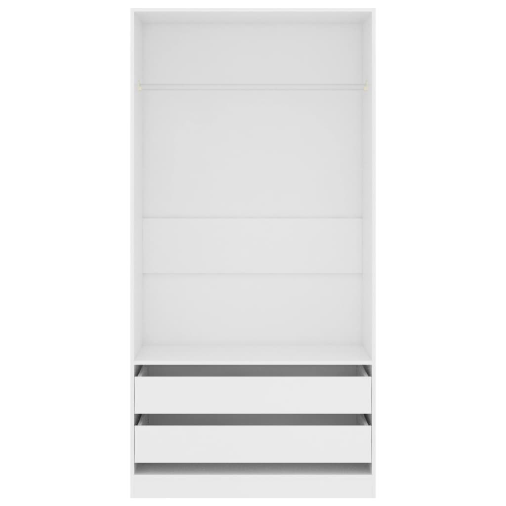 vidaXL خزانة ملابس أبيض 100×50×200 سم خشب حبيبي