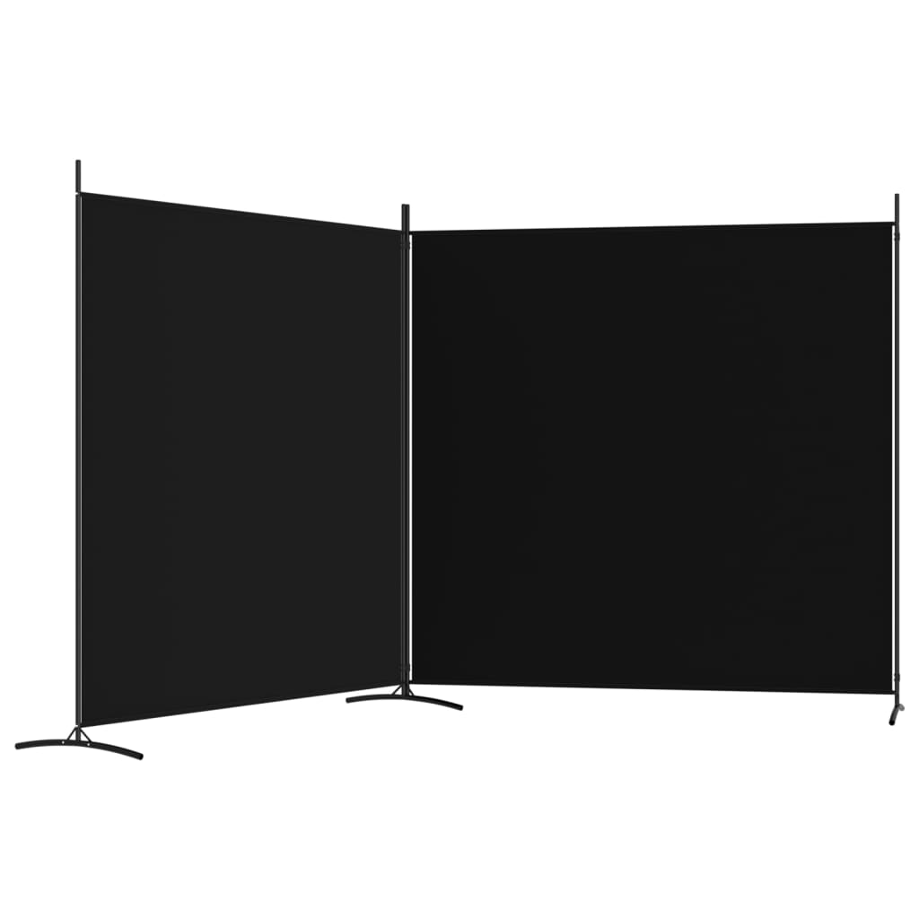 vidaXL مقسم غرفة 2-ألواح أسود 348×180 سم قماش