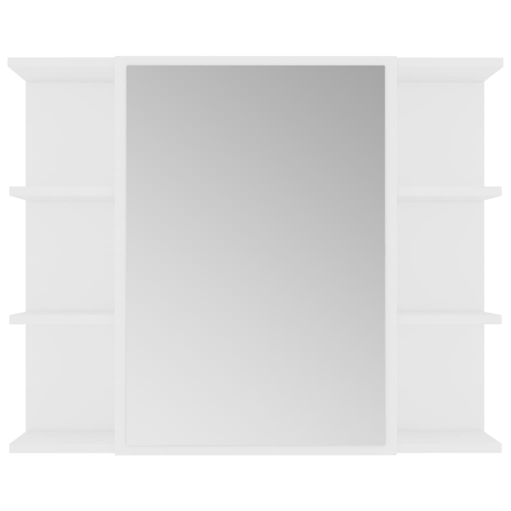 vidaXL خزانة حمام بمرآة أبيض 80×20.5×64 سم خشب حبيبي