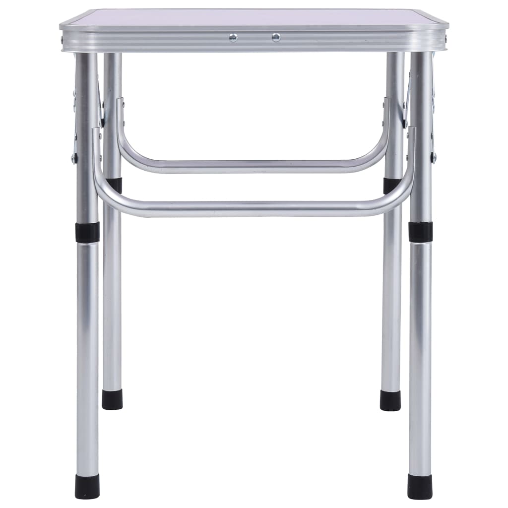 vidaXL طاولة تخييم قابلة للطي أبيض ألومنيوم 60×45 سم
