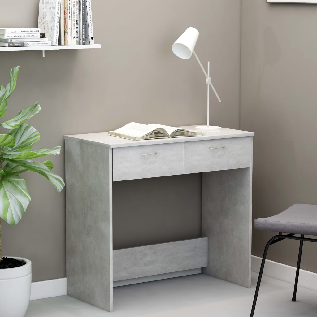 vidaXL مكتب رمادي أسمنتي 80×40×75 سم خشب حبيبي