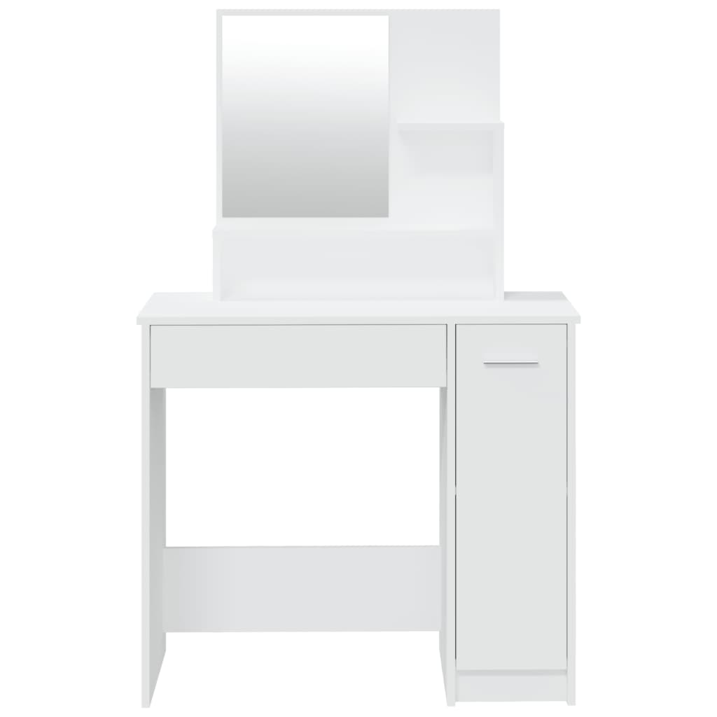 vidaXL طاولة تسريحة مع مرآة أبيض 86.5x35x136 سم