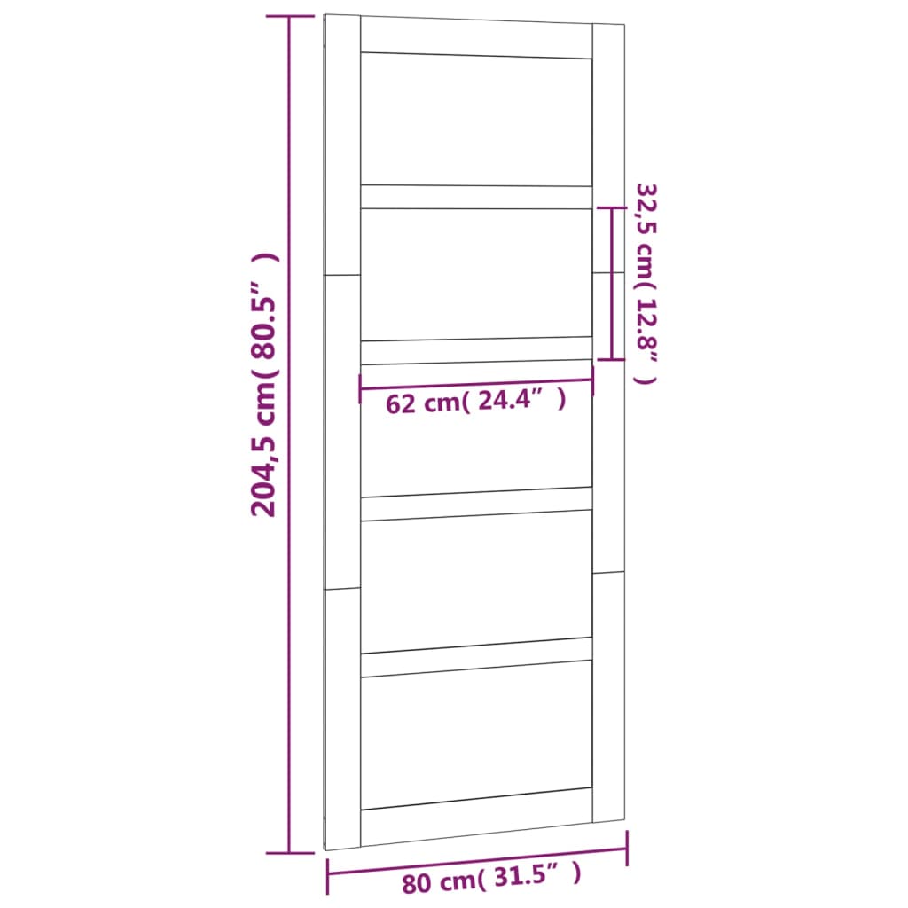 vidaXL باب حظيرة 204,5x1,8x80 سم خشب صنوبر صلب