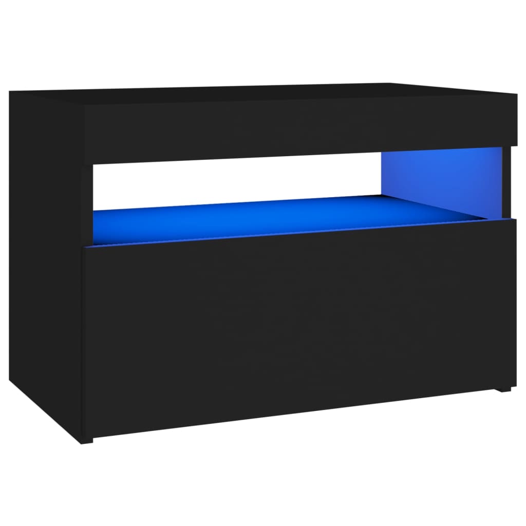 vidaXL خزانة تلفزيون مع أضواء ليد أسود 60×35×40 سم