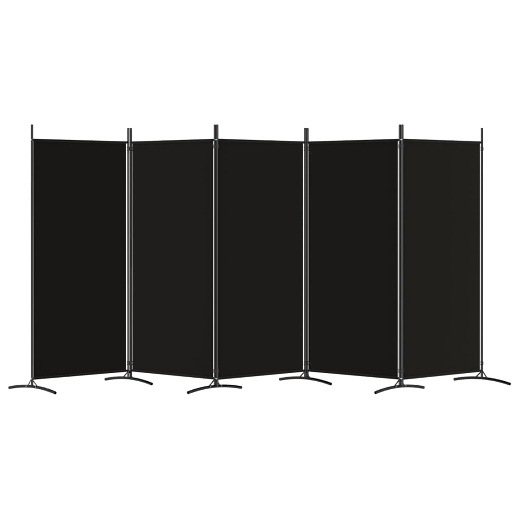 vidaXL مقسم غرفة 5-ألواح أسود 433×180 سم قماش