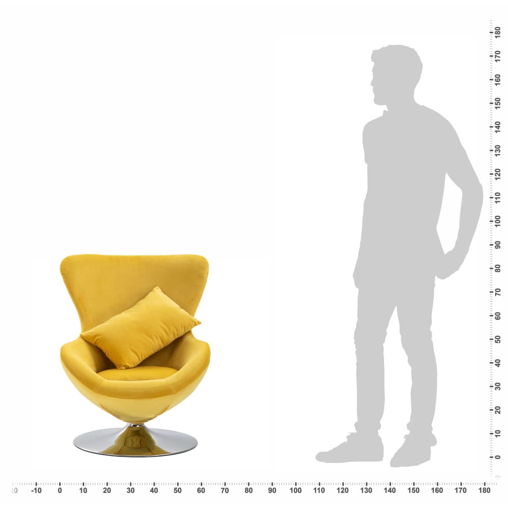 كرسي معلّق بيضاوي مع وسادة مخمل أصفر vidaXL