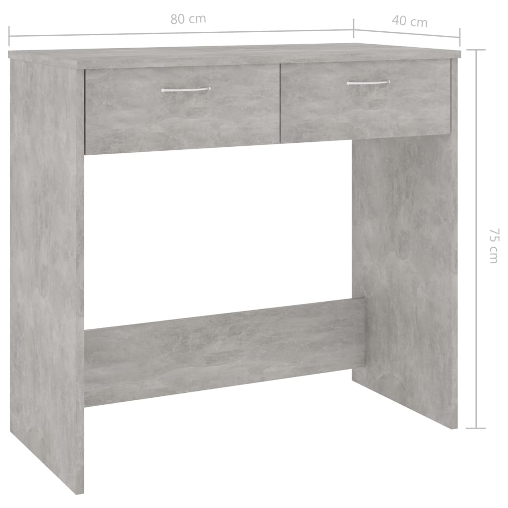 vidaXL مكتب رمادي أسمنتي 80×40×75 سم خشب حبيبي