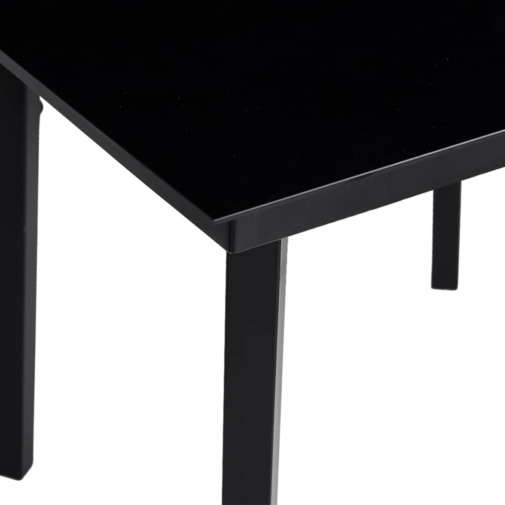 vidaXL طاولة سفرة حديقة أسود 80×80×74 سم فولاذ وزجاج