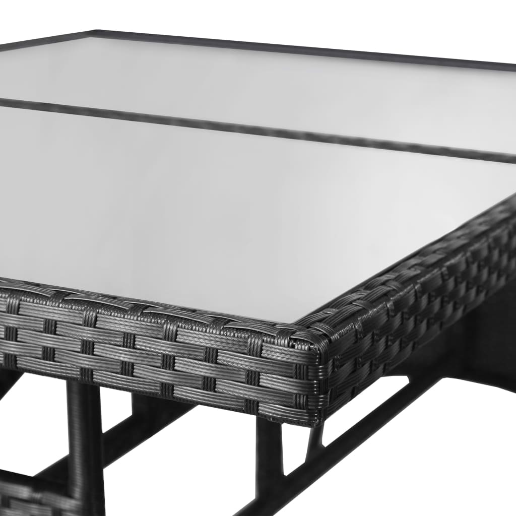 vidaXL طاولة حديقة أسود 140×80×74 سم بولي راتان