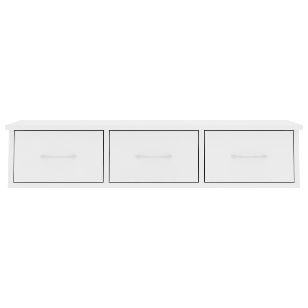 vidaXL رف مع درج جداري أبيض 88×26×18.5 سم خشب حبيبي