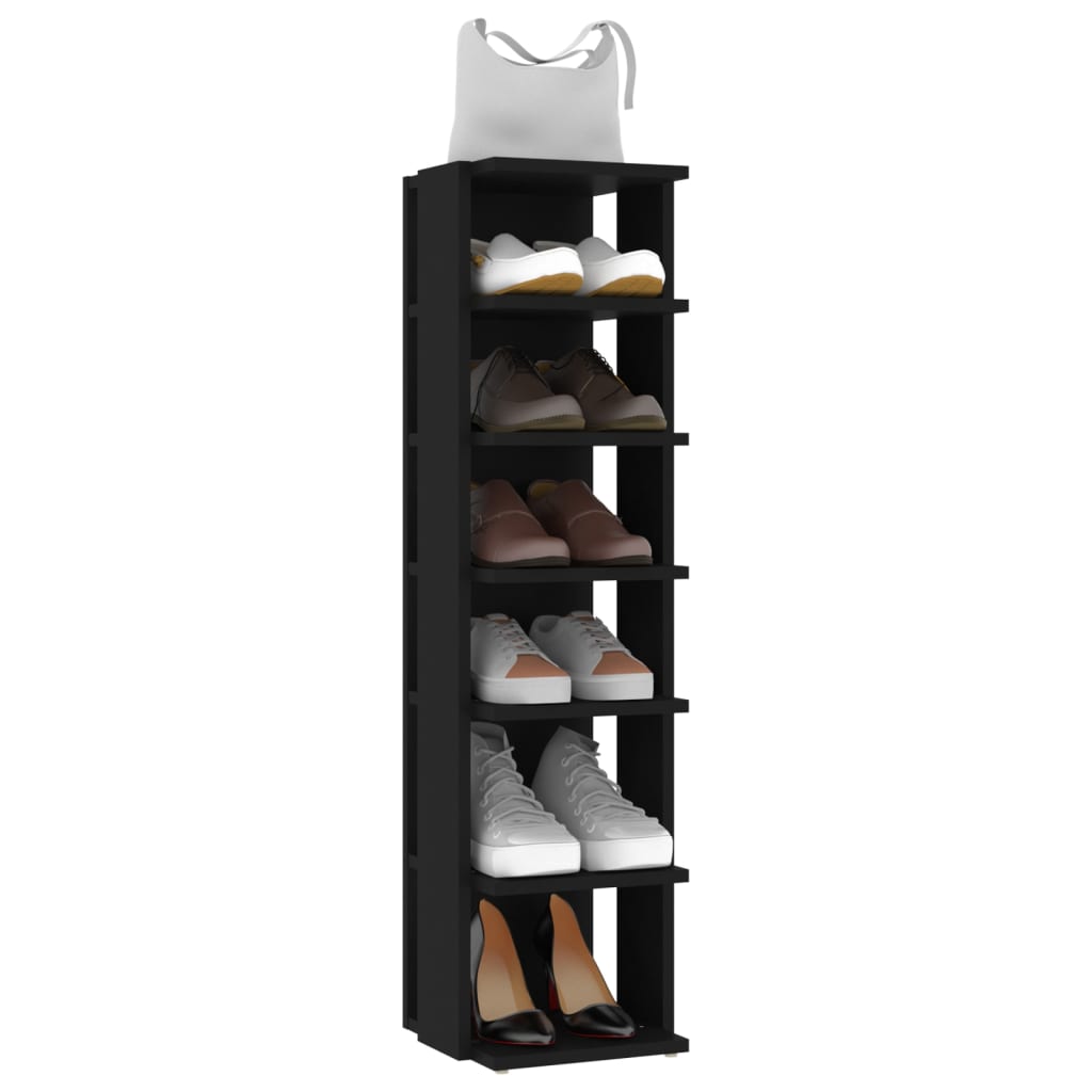 vidaXL خزانة أحذية أسود 27.5×27×102 سم خشب صناعي