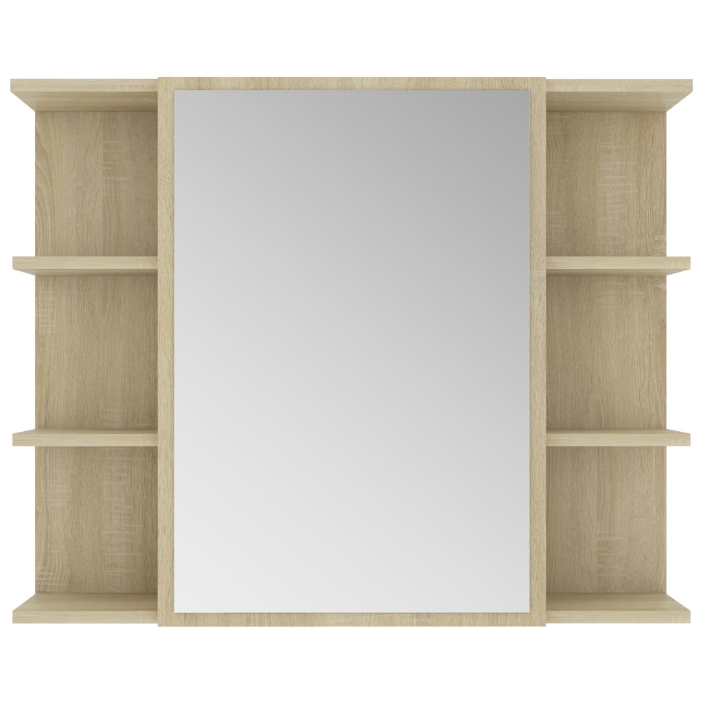 vidaXL خزانة حمام بمرآة سونوما أوك 80×20.5×64 سم خشب حبيبي