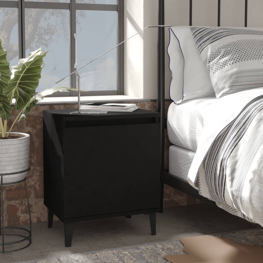 vidaXL خزانة سرير بأرجل معدنية أسود 40×30×50 سم